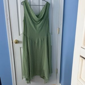 Elegant Green Polka Dot Dress 18w